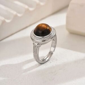 Natural Tiger's Eye Cabochon Ring